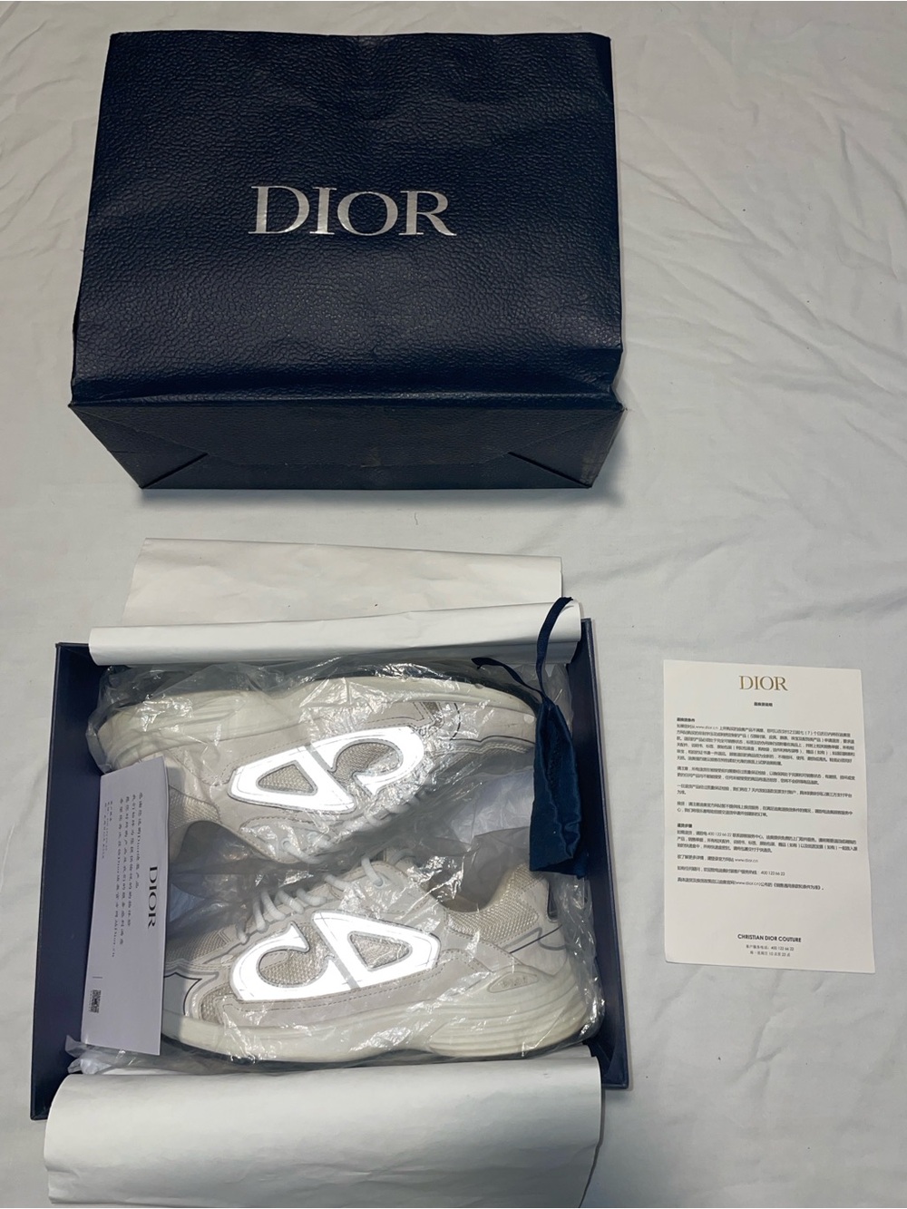 Dior Men’s White & Silver Low-Top Sneakers